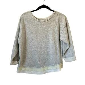 Anthropologie Saturday Sunday Grey Raw Hem Shirt Top X-Small Oversized